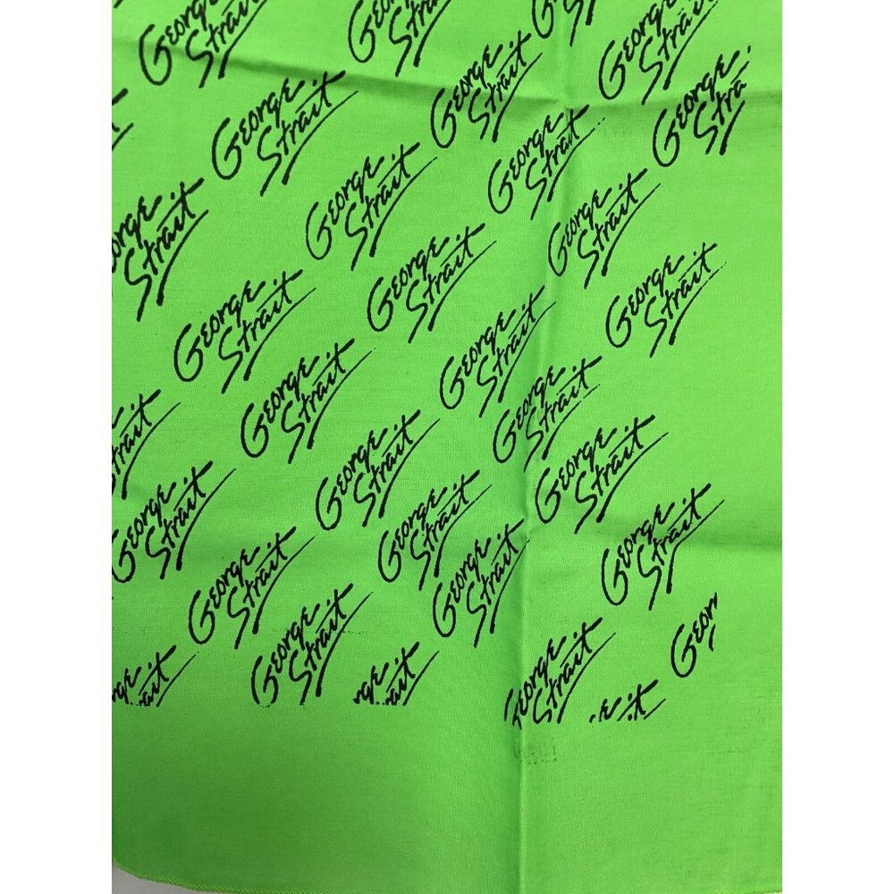 90’s George Straight Green Bandana Concert Tour Vintage Handkerchief - Picture 2 of 4